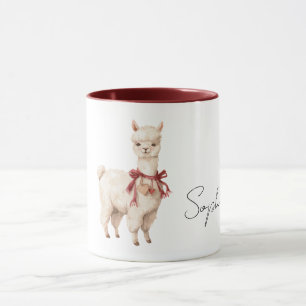 Llama Crème Boog Rode Harten Mok