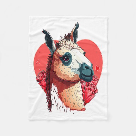 Llama Cute Alpaca Valentines Day Animal Fleece Deken (Voorkant)