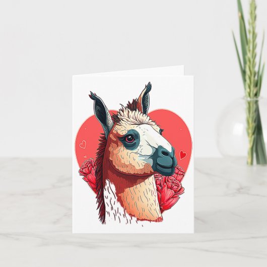 Llama Cute Alpaca Valentines Day Animal  Kaart (Voorkant)