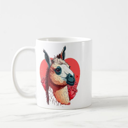 Llama Cute Alpaca Valentines Day Animal  Koffiemok (Links)