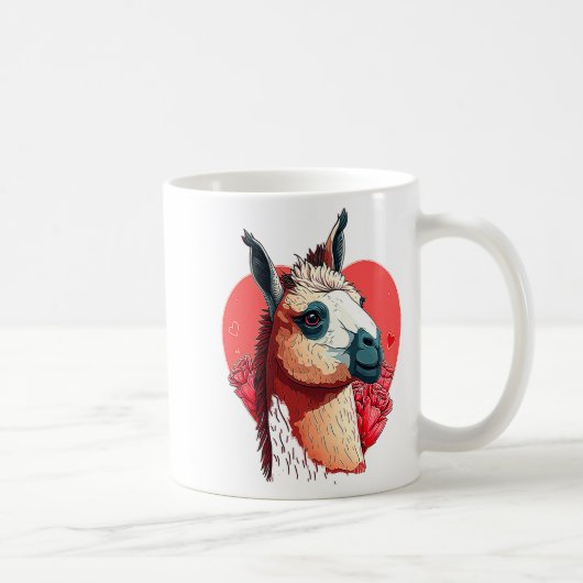 Llama Cute Alpaca Valentines Day Animal  Koffiemok (Rechts)
