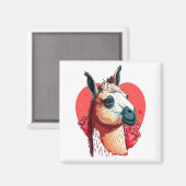 Llama Cute Alpaca Valentines Day Animal  Magneet (Voorkant / Achterkant)