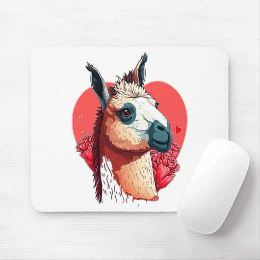 Llama Cute Alpaca Valentines Day Animal  Muismat (Met muis)