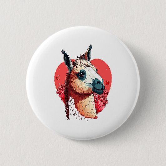 Llama Cute Alpaca Valentines Day Animal Ronde Button 5,7 Cm (Voorkant)