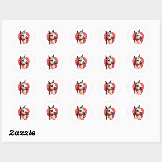Llama Cute Alpaca Valentines Day Animal Ronde Sticker (Vel)