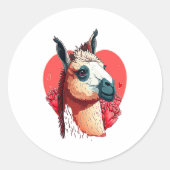 Llama Cute Alpaca Valentines Day Animal  Ronde Sticker (Voorkant)