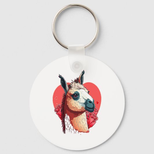 Llama Cute Alpaca Valentines Day Animal  Sleutelhanger (Voorkant)