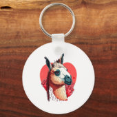 Llama Cute Alpaca Valentines Day Animal  Sleutelhanger (Voorkant)