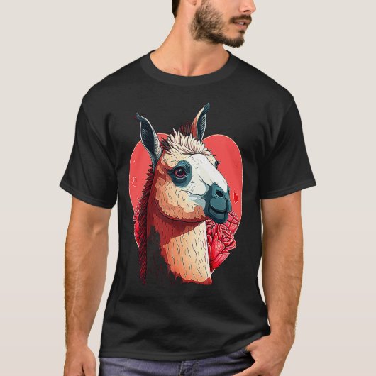 Llama Cute Alpaca Valentines Day Animal T-shirt (Voorkant)