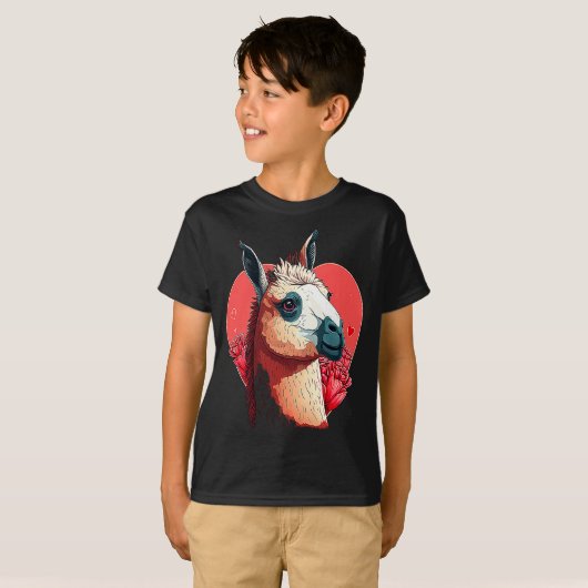 Llama Cute Alpaca Valentines Day Animal  T-shirt (Voorkant volledig)