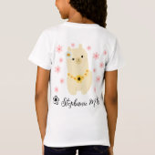 Llama Cute Baby met gele en roze bloemen T-shirt (Achterkant)
