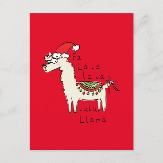Llama Cute Funny Kerstfeestdag Briefkaart (Voorkant)