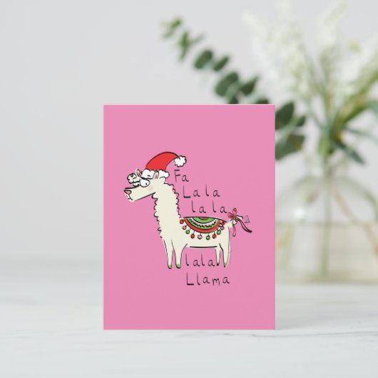 Llama Cute Funny Kerstfeestdag Briefkaart (Staand voorkant)