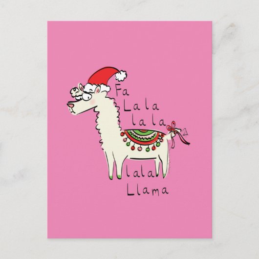 Llama Cute Funny Kerstfeestdag Briefkaart (Voorkant)