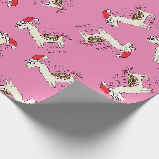 Llama Cute Funny Kerstfeestdag Cadeaupapier (Hoek)