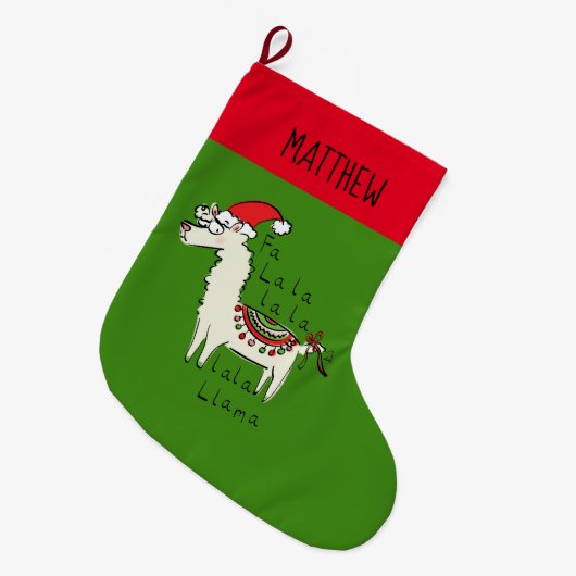 Llama Cute Funny Kerstfeestdag Grote Kerstsok (Voorkant (Hangend))