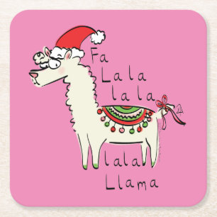 Llama Cute Funny Kerstfeestdag Kartonnen Onderzetters