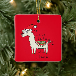 Llama Cute Funny Kerstfeestdag Keramisch Ornament