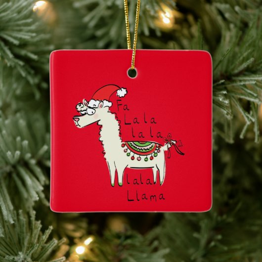Llama Cute Funny Kerstfeestdag Keramisch Ornament (Boom)