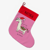 Llama Cute Funny Kerstfeestdag Kinderen Grote Kerstsok (Voorkant (Hangend))
