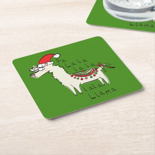 Llama Cute Funny Kerstfeestdag Kinderen Kartonnen Onderzetters (Schuin)