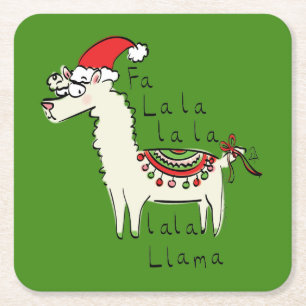 Llama Cute Funny Kerstfeestdag Kinderen Kartonnen Onderzetters