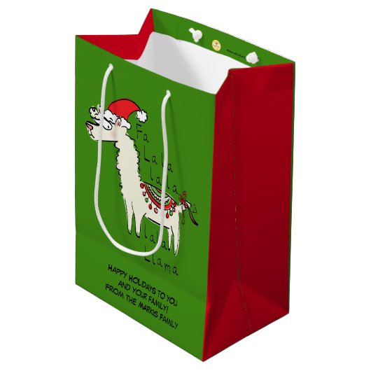 Llama Cute Funny Kerstfeestdag Kinderen Medium Cadeauzakje (Voorkant Gekanteld)