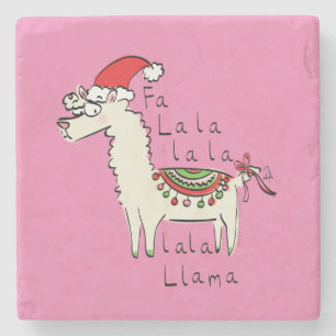 Llama Cute Funny Kerstfeestdag Kinderen Stenen Onderzetter