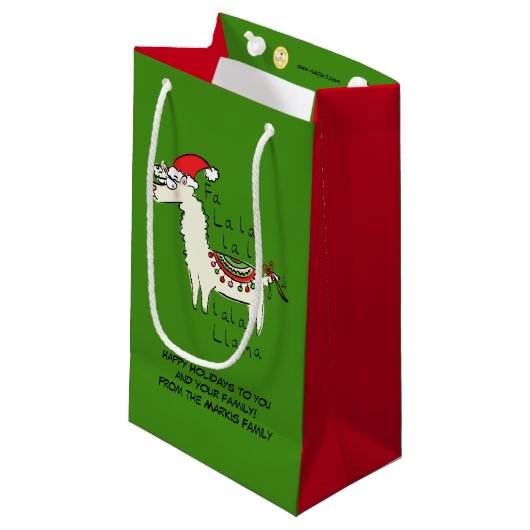 Llama Cute Funny Kerstfeestdag Klein Cadeauzakje (Voorkant Gekanteld)