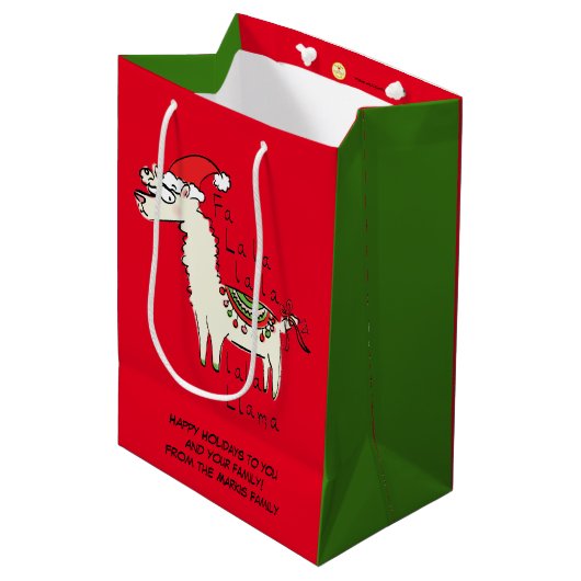 Llama Cute Funny Kerstfeestdag Medium Cadeauzakje (Voorkant Gekanteld)