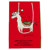 Llama Cute Funny Kerstfeestdag Medium Cadeauzakje (Achterkant)