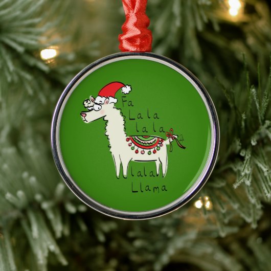 Llama Cute Funny Kerstfeestdag Metalen Ornament (Boom)