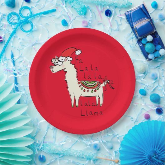 Llama Cute Funny Kerstfeestdag Papieren Bordje (Feest)