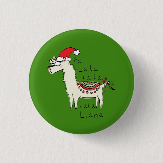 Llama Cute Funny Kerstfeestdag Ronde Button 3,2 Cm (Voorkant)