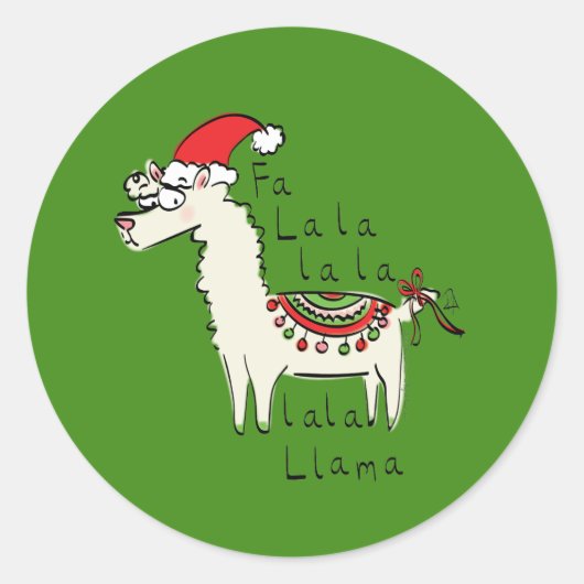 Llama Cute Funny Kerstfeestdag Ronde Sticker (Voorkant)