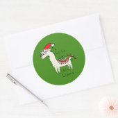 Llama Cute Funny Kerstfeestdag Ronde Sticker (Envelop)