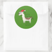 Llama Cute Funny Kerstfeestdag Ronde Sticker (Tas)