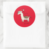 Llama Cute Funny Kerstfeestdag Ronde Sticker (Tas)