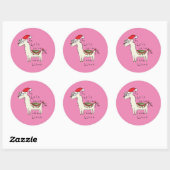 Llama Cute Funny Kerstfeestdag Ronde Sticker (Vel)