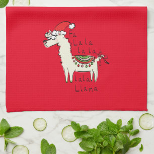 Llama Cute Funny Kerstfeestdag Theedoek