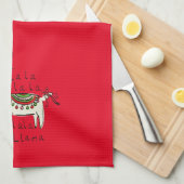 Llama Cute Funny Kerstfeestdag Theedoek (Quarter Fold)