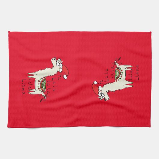 Llama Cute Funny Kerstfeestdag Theedoek (Horizontaal)