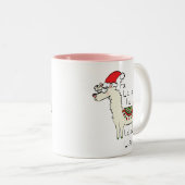 Llama Cute Funny Kerstfeestdag Tweekleurige Koffiemok (Voorkant rechts)