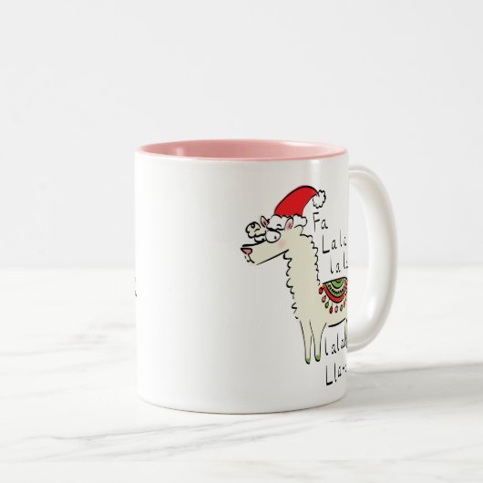 Llama Cute Funny Kerstfeestdag Tweekleurige Koffiemok (Voorkant rechts)