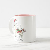 Llama Cute Funny Kerstfeestdag Tweekleurige Koffiemok (Voorkant links)