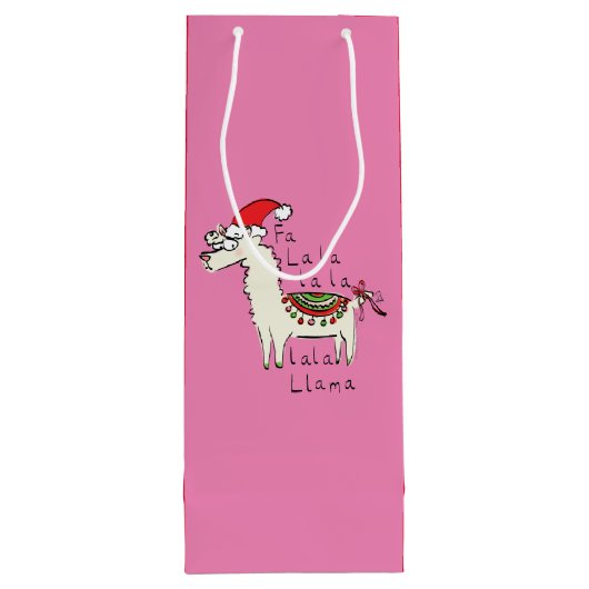 Llama Cute Funny Kerstfeestdag Wijn Cadeautas (Achterkant)
