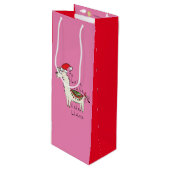 Llama Cute Funny Kerstfeestdag Wijn Cadeautas (Voorkant Gekanteld)