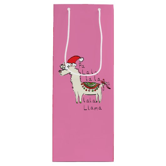 Llama Cute Funny Kerstfeestdag Wijn Cadeautas (Voorkant)