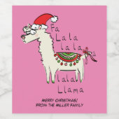 Llama Cute Funny Kerstfeestdag Wijn Etiket (Enkel label)