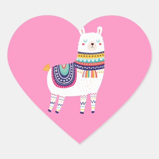 Llama Cute Hart Sticker (Voorkant)